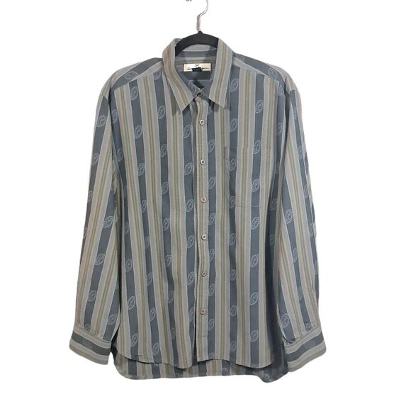 Tommy Bahama Silk Button Down Shirt Men's Large Striped Long Sleeve Casual Vacay - Picture 1 of 10